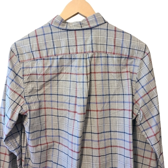 NEW Gap  slim fit gray blue red stripes long-sleeved Button-down cotton shirt - Picture 5 of 14